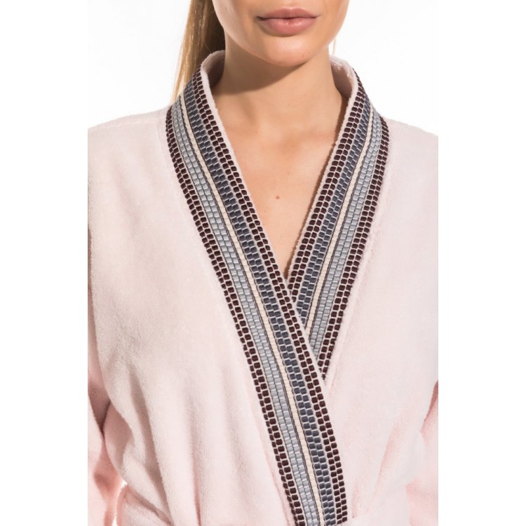 Халат женский махровый 733 Élégance pink, PÊCHE MONNAIE