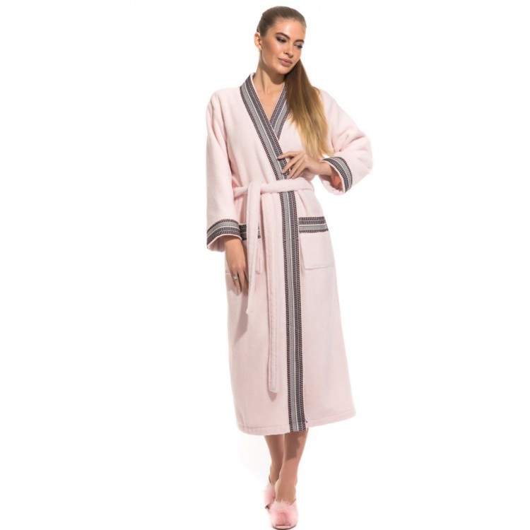 Халат женский махровый 733 Élégance pink, PÊCHE MONNAIE