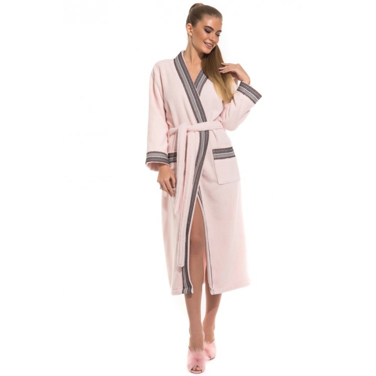 Халат женский махровый 733 Élégance pink, PÊCHE MONNAIE