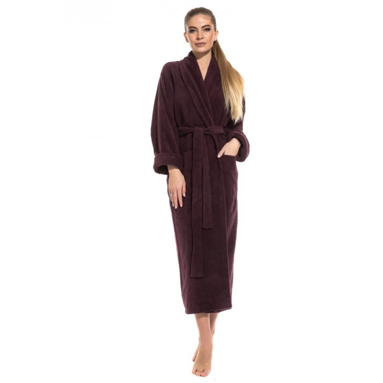 Длинный женский махровый халат 740 Pure Comfort plum, Еватекс