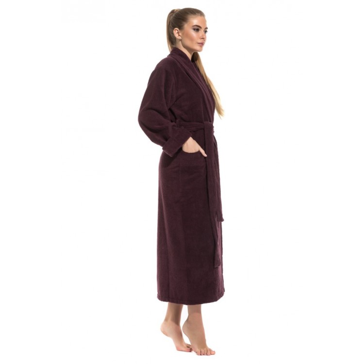 Длинный женский махровый халат 740 Pure Comfort plum, Еватекс