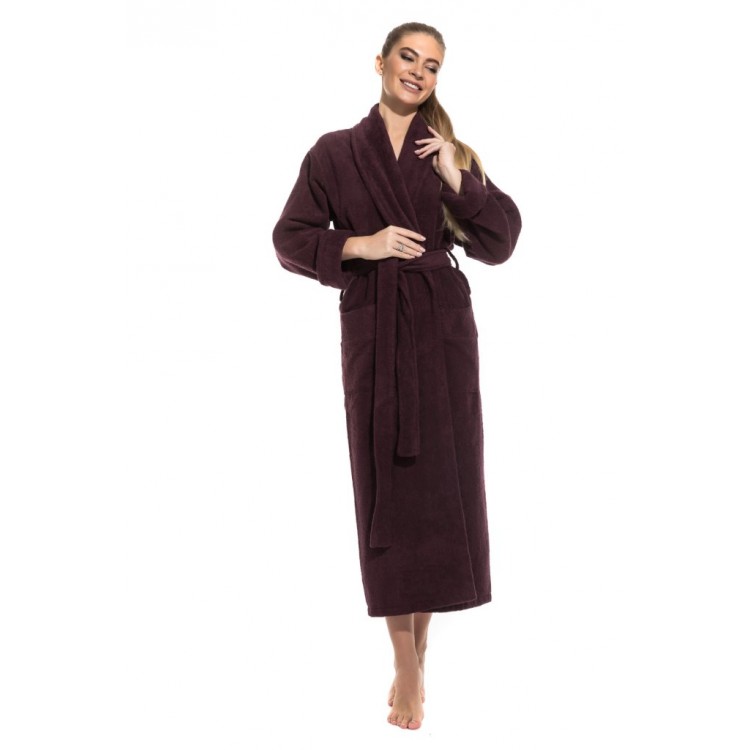 Длинный женский махровый халат 740 Pure Comfort plum, Еватекс
