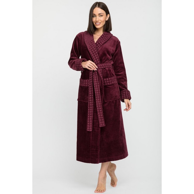 Халат махровый женский 742 Ultra Doux plum, PECHE MONNAIE
