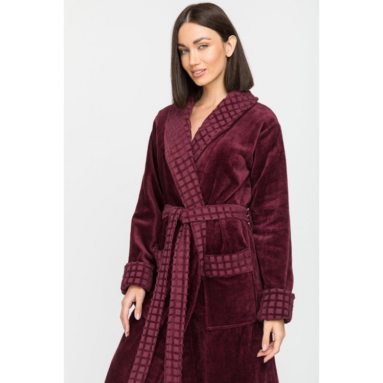 Халат махровый женский 742 Ultra Doux plum, PECHE MONNAIE