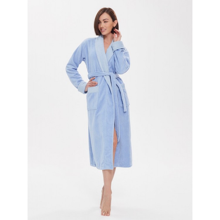Халат бамбуковый женский 747 Soft Touch azure, PECHE MONNAIE