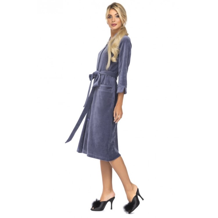 Женский велюровый халат 805 smoky, PECHE MONNAIE