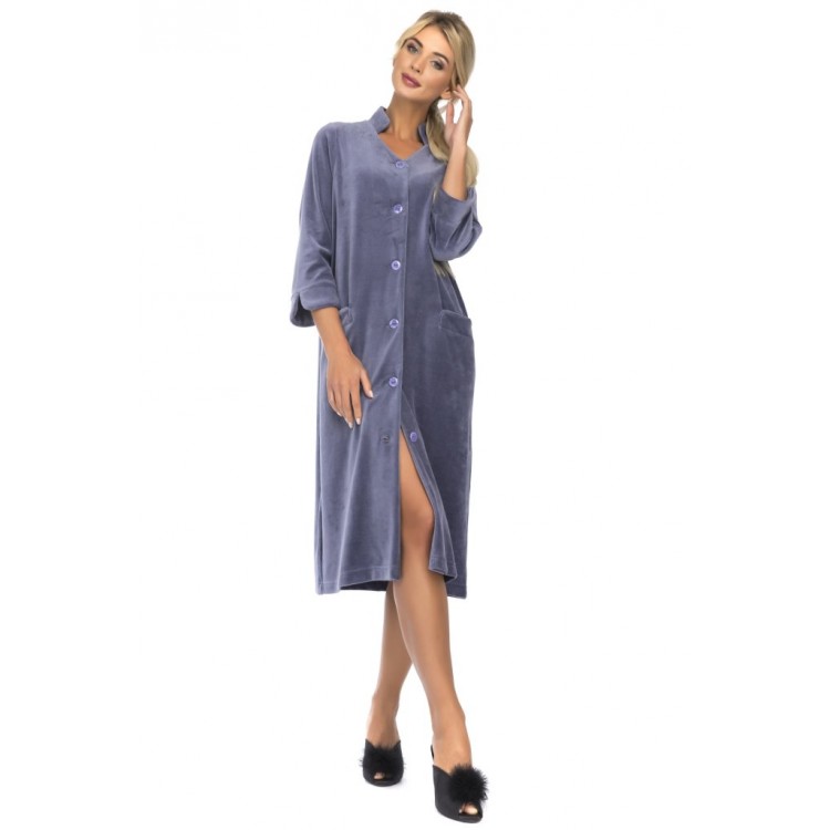 Женский велюровый халат 805 smoky, PECHE MONNAIE
