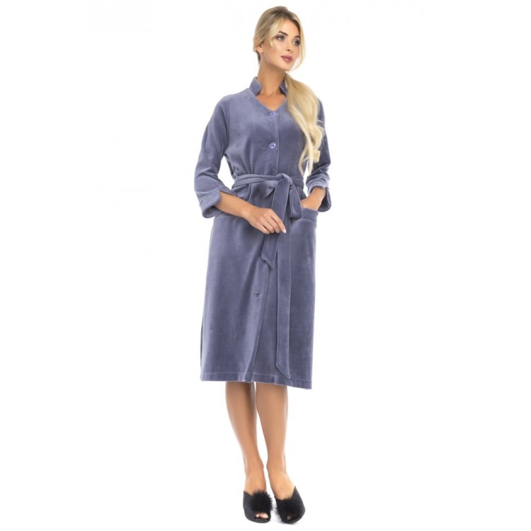 Женский велюровый халат 805 smoky, PECHE MONNAIE