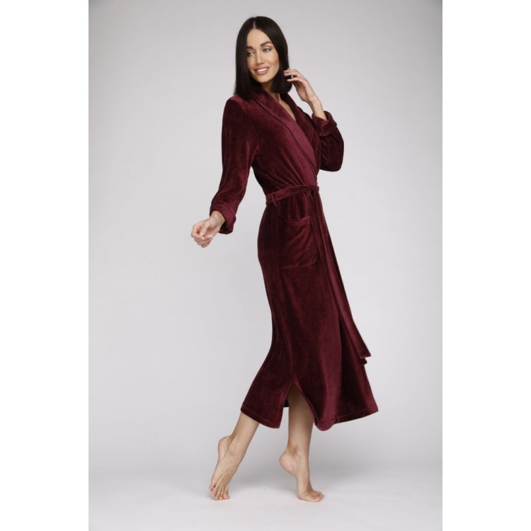 Халат велюровый женский 807 Passion plum, PECHE MONNAIE