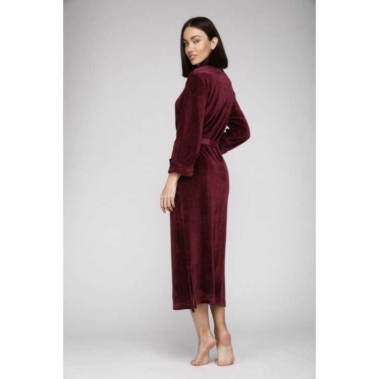 Халат велюровый женский 807 Passion plum, PECHE MONNAIE
