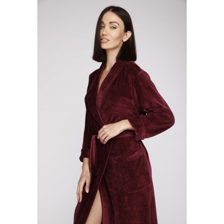 Халат велюровый женский 807 Passion plum, PECHE MONNAIE