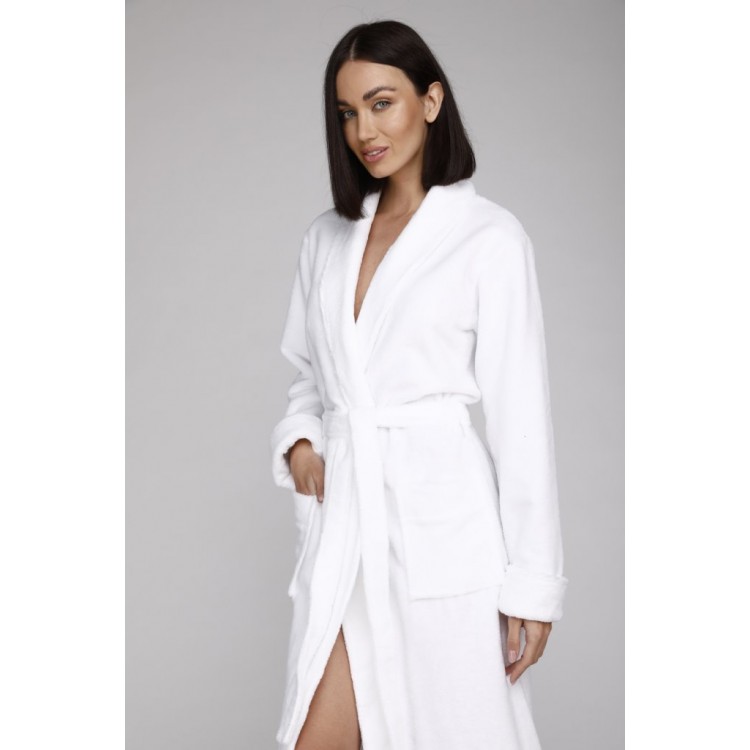 Женскй  махровый халат из бамбука 908-white NATUREL, Peche Monnaie 