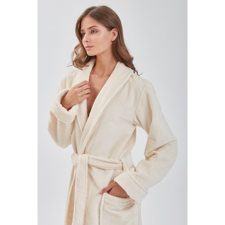 Халат женский бамбуковый 908 NATUREL крем, PECHE MONNAIE