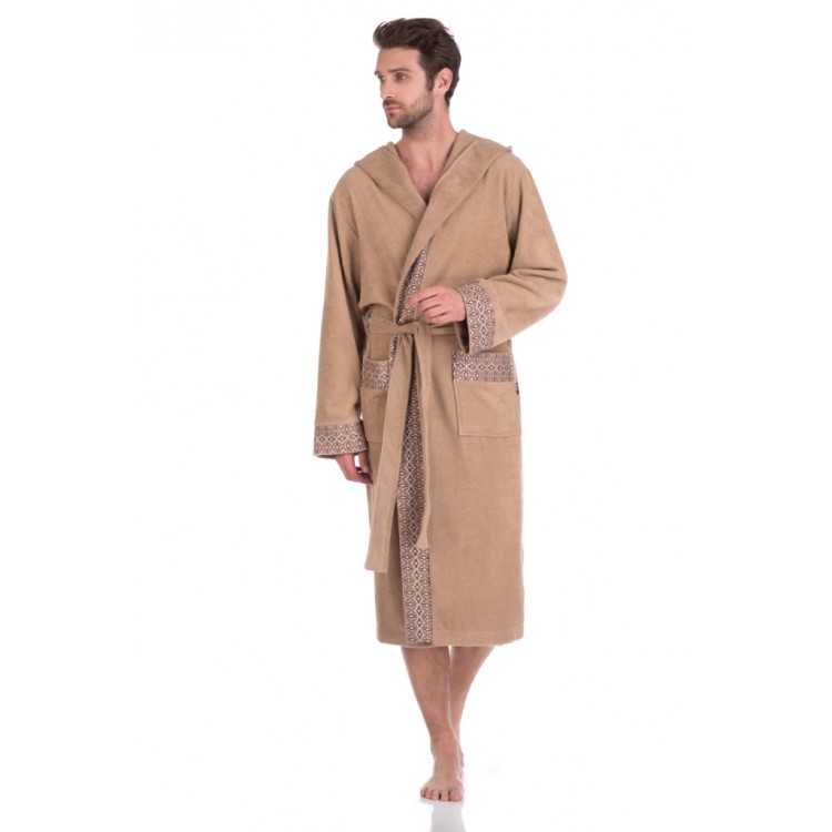 Мужской махровый халат из хлопка 914 beige Le Roi, Peche Monnaie 