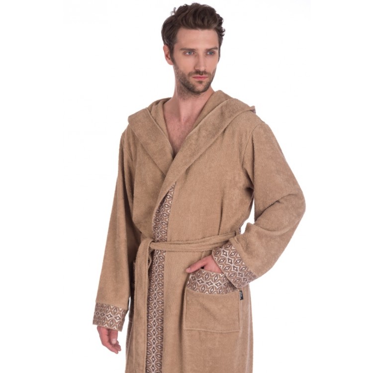 Мужской махровый халат из хлопка 914 beige Le Roi, Peche Monnaie 