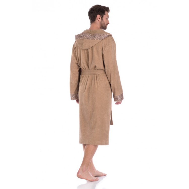 Мужской махровый халат из хлопка 914 beige Le Roi, Peche Monnaie 