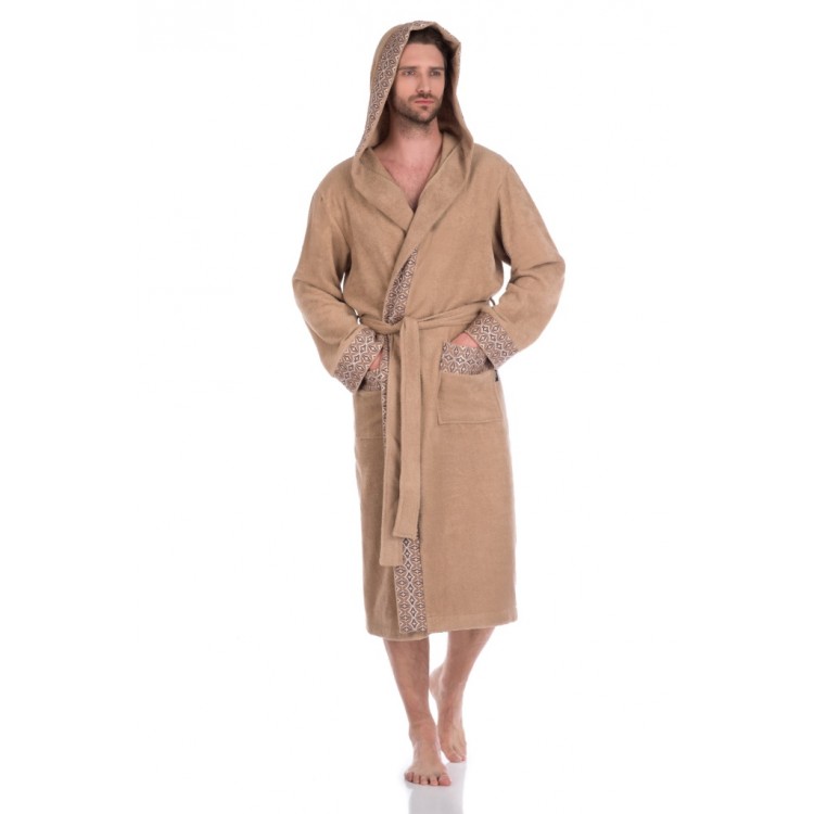 Мужской махровый халат из хлопка 914 beige Le Roi, Peche Monnaie 