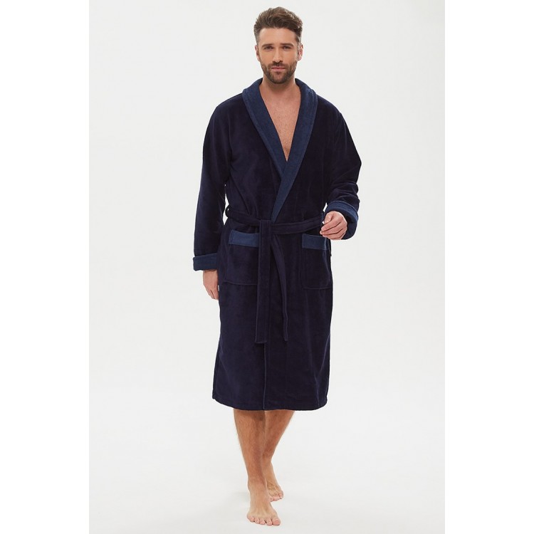 Халат бамбуковый мужской 947 Energy - dark blue, PECHE MONNAIE
