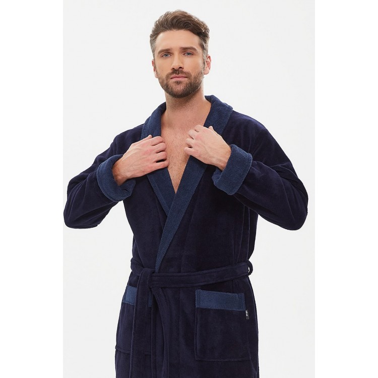 Халат бамбуковый мужской 947 Energy - dark blue, PECHE MONNAIE