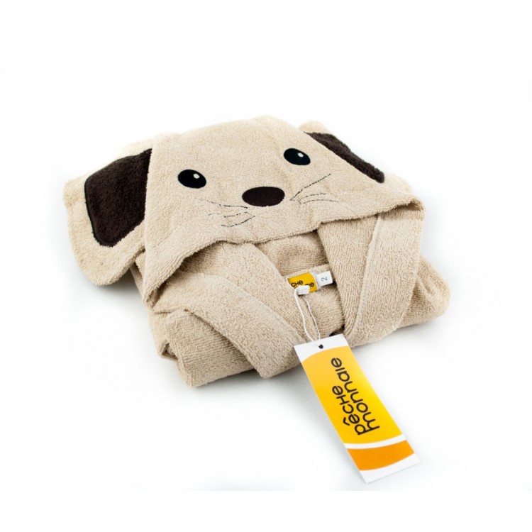 Детский махровый халат Funny Mouse beige, PECHE MONNAIE