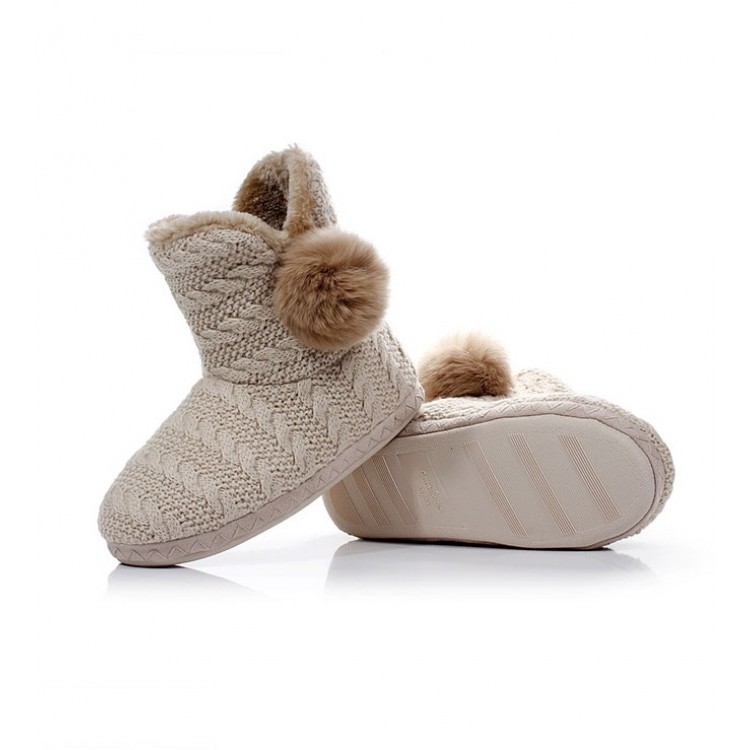 Женские домашние вязаные сапожки L -310 beige, Pattimelo