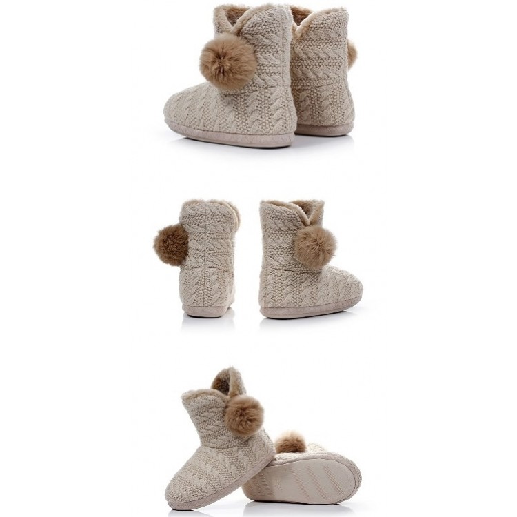 Женские домашние вязаные сапожки L -310 beige, Pattimelo