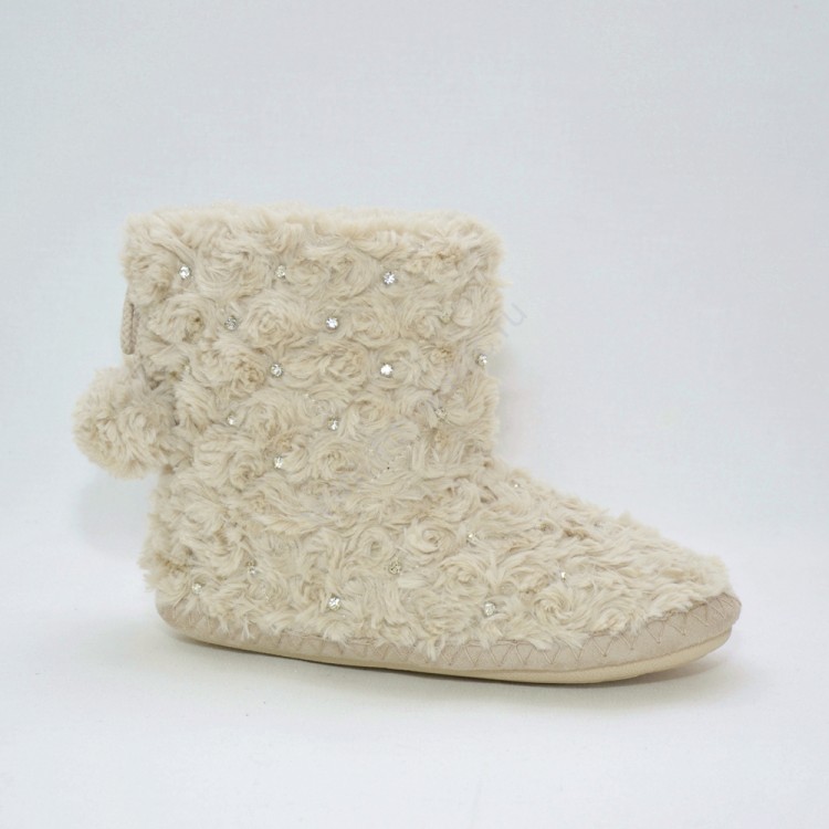 Женские домашние сапожки со стразами L -315 beige, Pattimelo