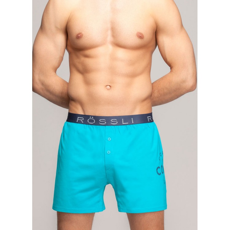 Мужские хлопковые трусы-боксеры MSB-040-turquoise, ROSSLI