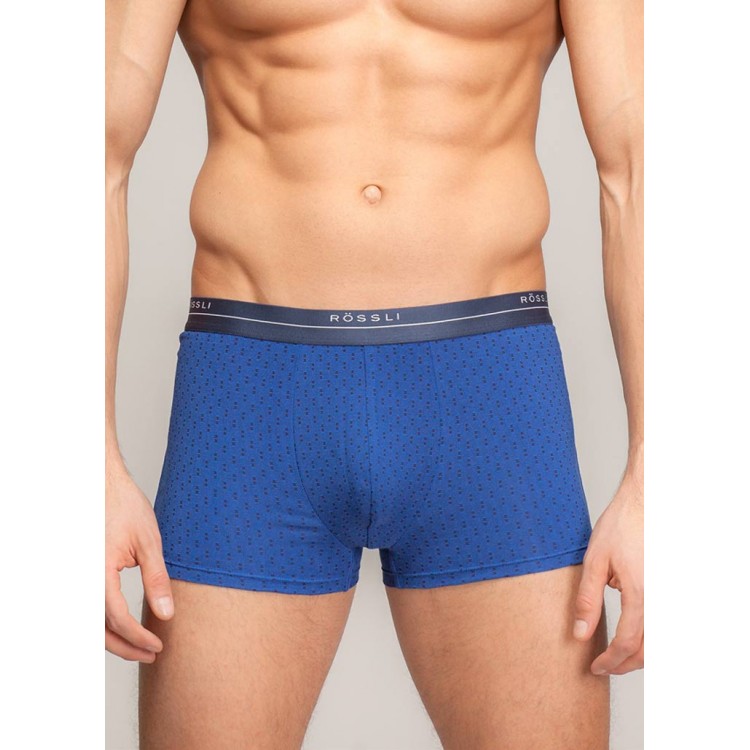 Синие мужские хлопковые трусы-боксеры MSH-038 blue, ROSSLI