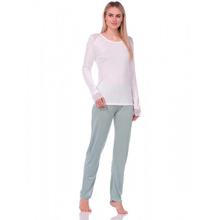 Женская пижама с брюками из вискозы и бамбука 408-green, Reina