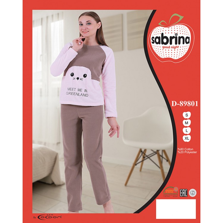 Теплая женская пижама с брюками D89801, SABRINA