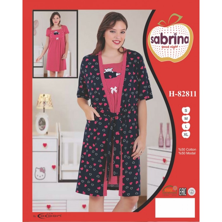Женский домашний комплект халат+сорочка H82811, SABRINA