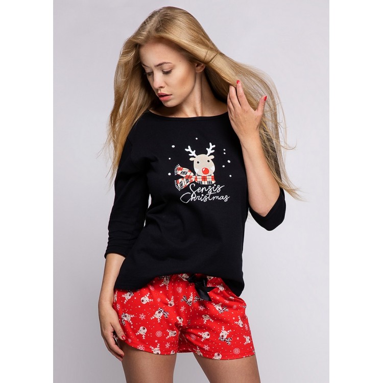 Пижама женская с шортами новогодняя CUPID, Sensis