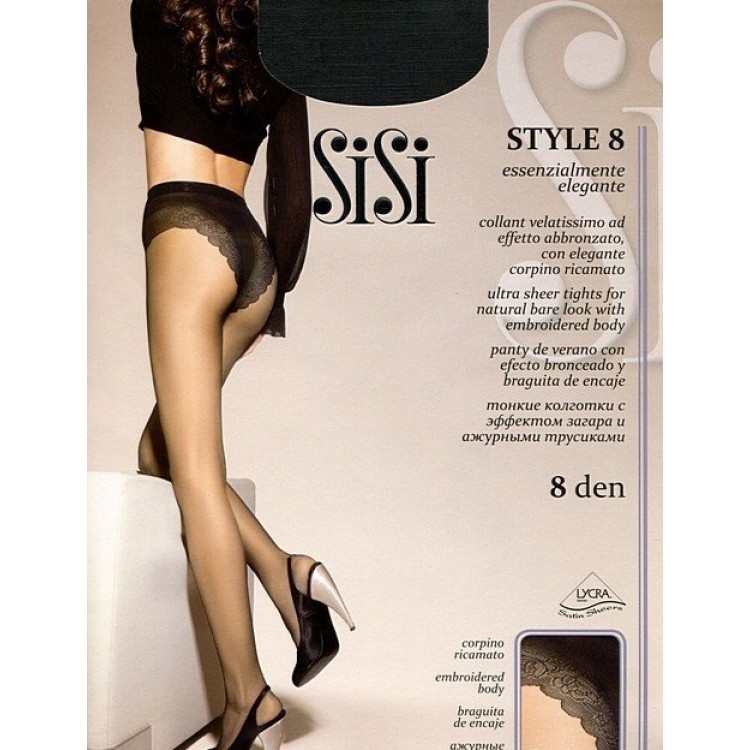 Колготки женские с ажурными трусиками Style 8 den - nero, Sisi