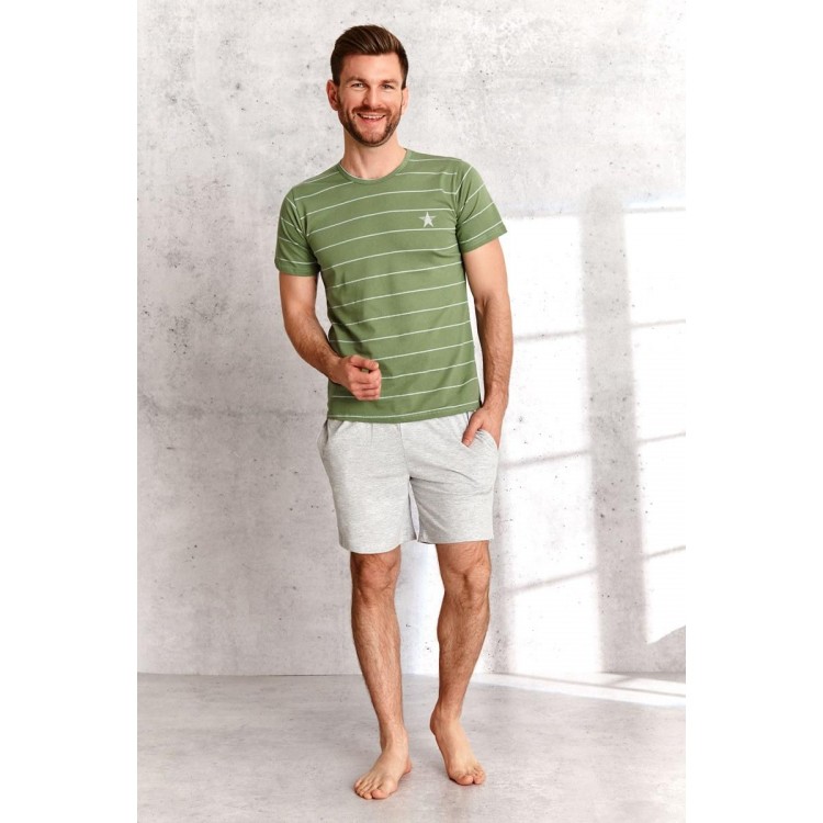 Пижама мужская с шортами 2513 SS21 BRUNO зеленый, Taro
