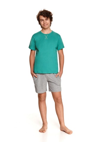Пижама подростковая с шортами для мальчиков 2539 SS21 ALBERT зеленый/серый, Taro