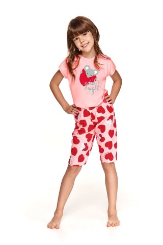 Пижама для девочек с шортами 2202/2203 SS21 AMELIA розовый/красный, Taro