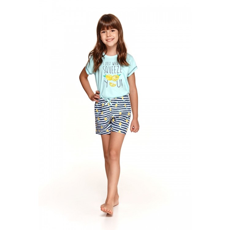 Пижама для девочек с шортами 2200/2201 SS21 HANIA бирюзовый/синий, Taro