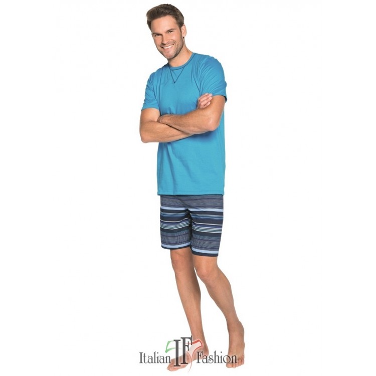 Мужская пижама с шортами FRYDERYK turquoise, Italian Fashio