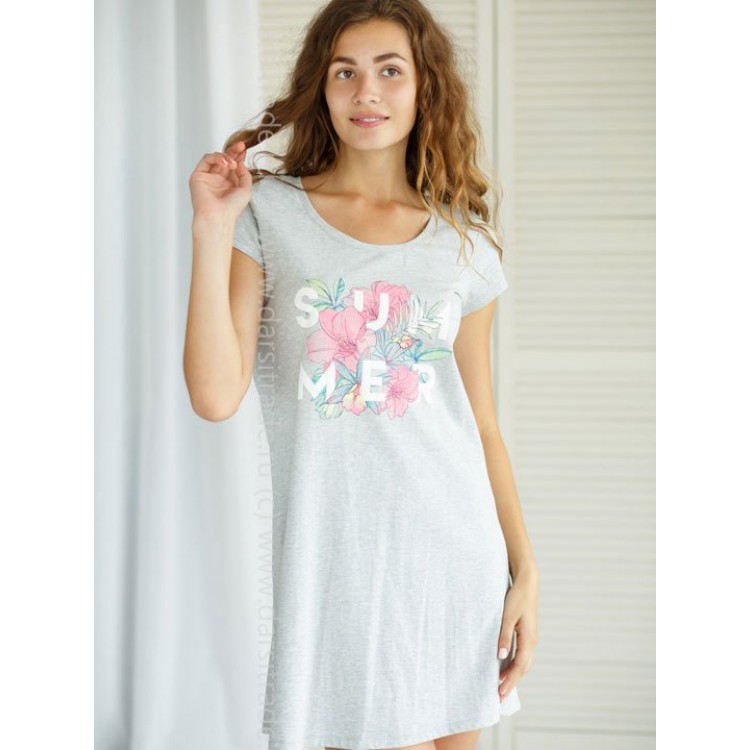 Туника женская из хлопка 5133-grey-blue melange, Trikozza