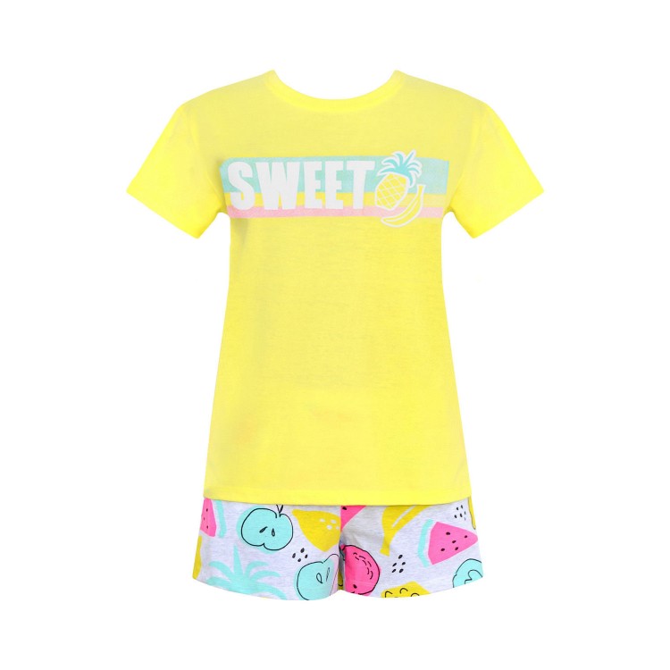 Женская хлопковая пижама с шортами 2256-yellow, Trikozza