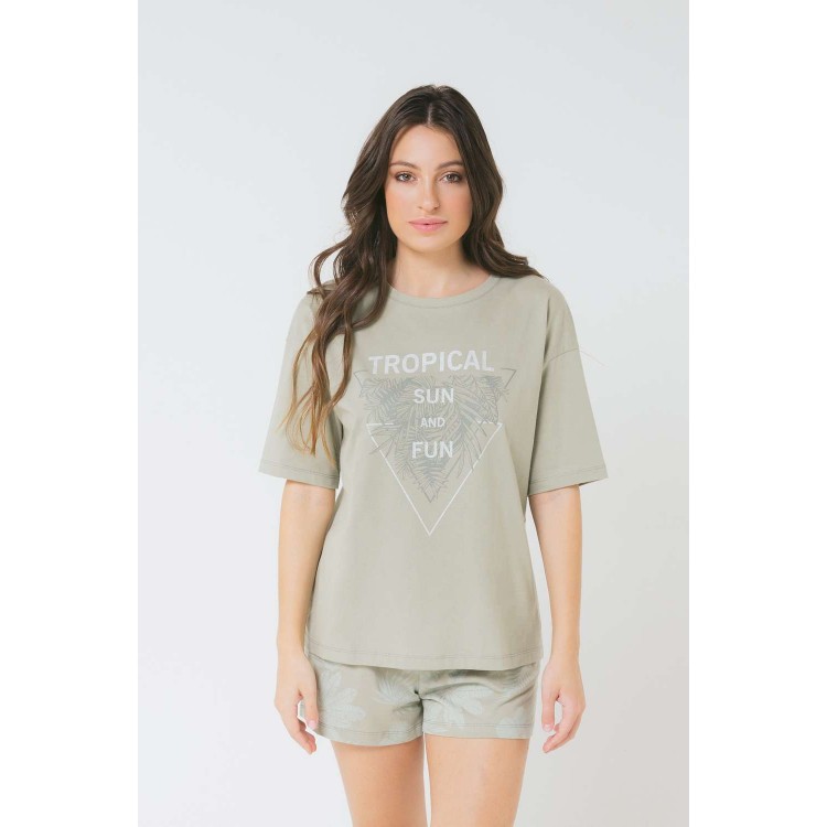 Хлопковая женская пижама с шортами Е2293/Т olive/khaki, Trikozza