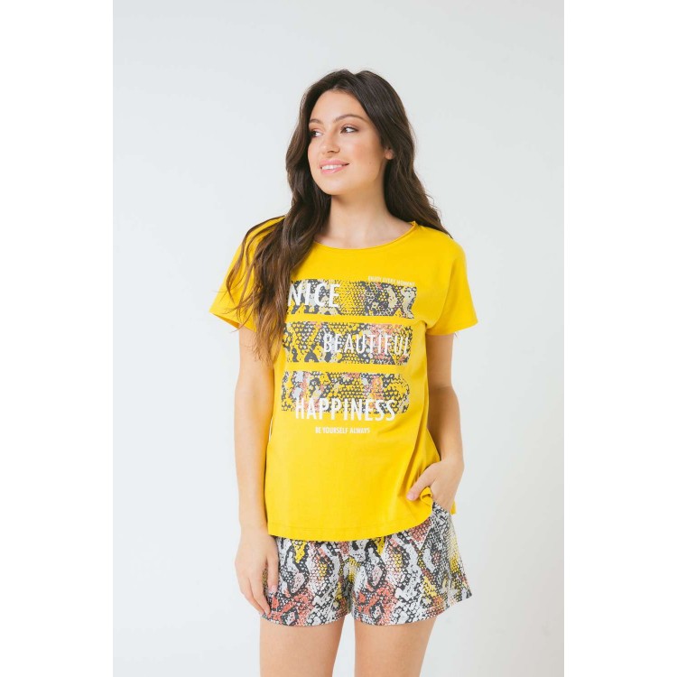 Пижама женская с шортами Е2280/ЯЗ - yellow, Trikozza