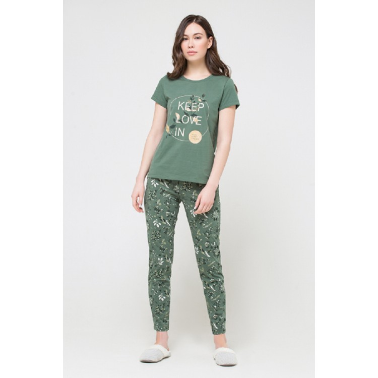 Пижама женская футболка и брюки Е2311/ЗО green, Trikozza