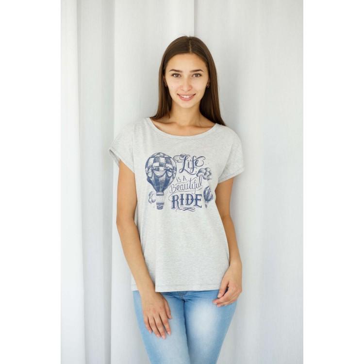 Серая женская хлопковая футболка 3594-gray, Trikozza