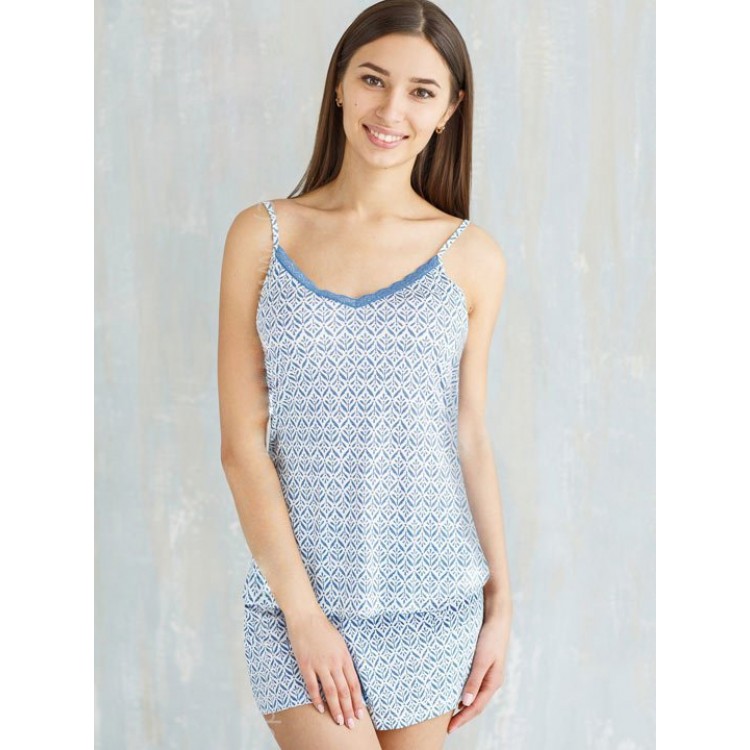 Женская пижама из вискозы с шортами 2199-white/azure, Trikozza