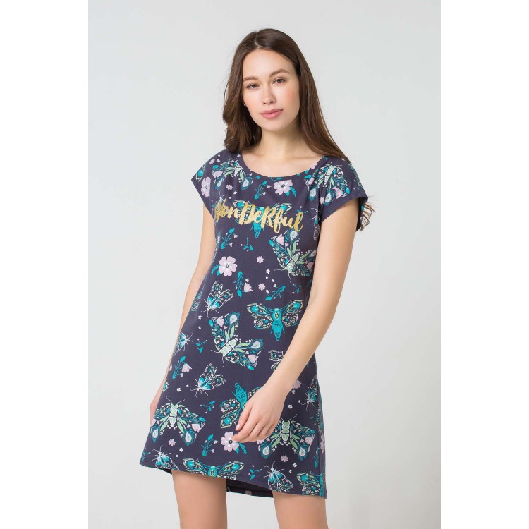 Сорочка женская из хлопка 5166-dark grey, Trikozza