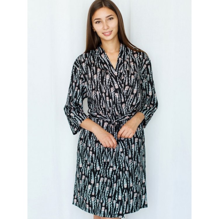 Женский хлопковый халат 5119-black, Trikozza