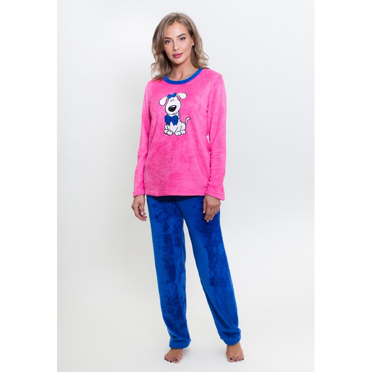 Комплект женский с брюками из микрофибры 940085 Щенок pink