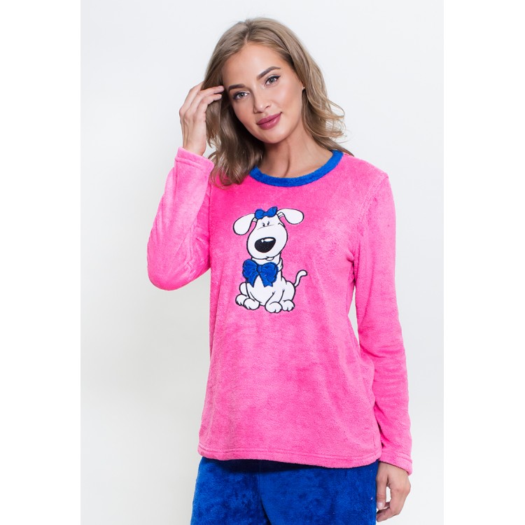 Комплект женский с брюками из микрофибры 940085 Щенок pink
